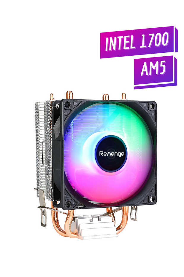 مروحة معالج تبريد وحدة المعالجة المركزية ذات أنبوب نحاسي متوافق مع Intel AMD من Cold Frost 601 RGB