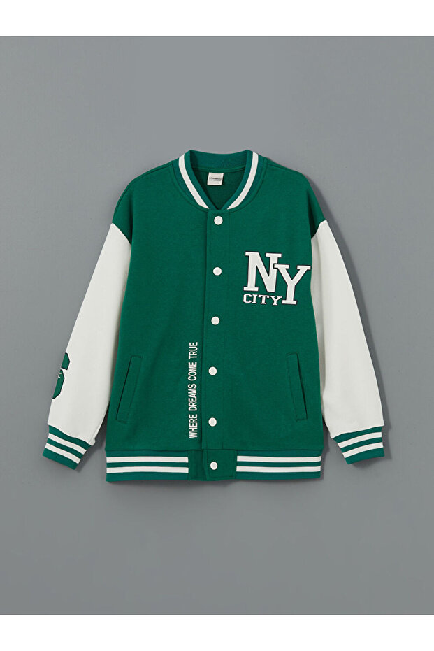 Lcw Kids Green Printed Boys' College Jacket