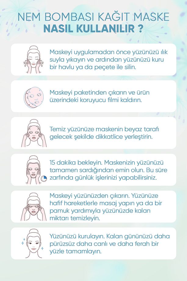Bitkisel Karışım Herbal Mixture Nem Bombası Kağıt Yüz Maskesi 15 ml - 8