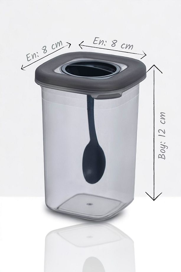 12'li 450ml Etiketli Ve Kilitlenebilir Kendinden Kaşıklı Baharatlık Seti - 25 Adet Etiket Hediye - 4