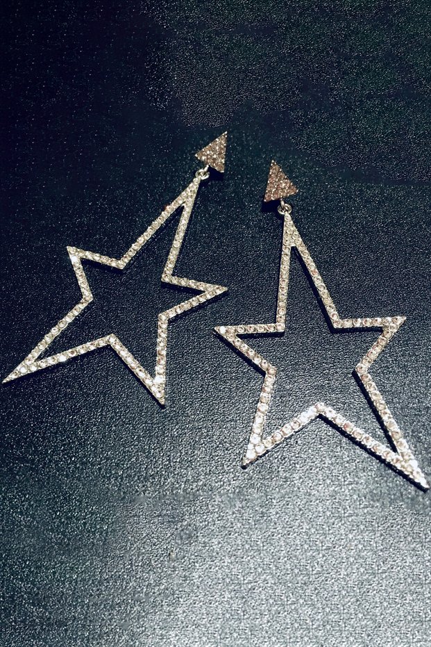 Big Star White Stone Silver Color Women's Evening Dress Earrings