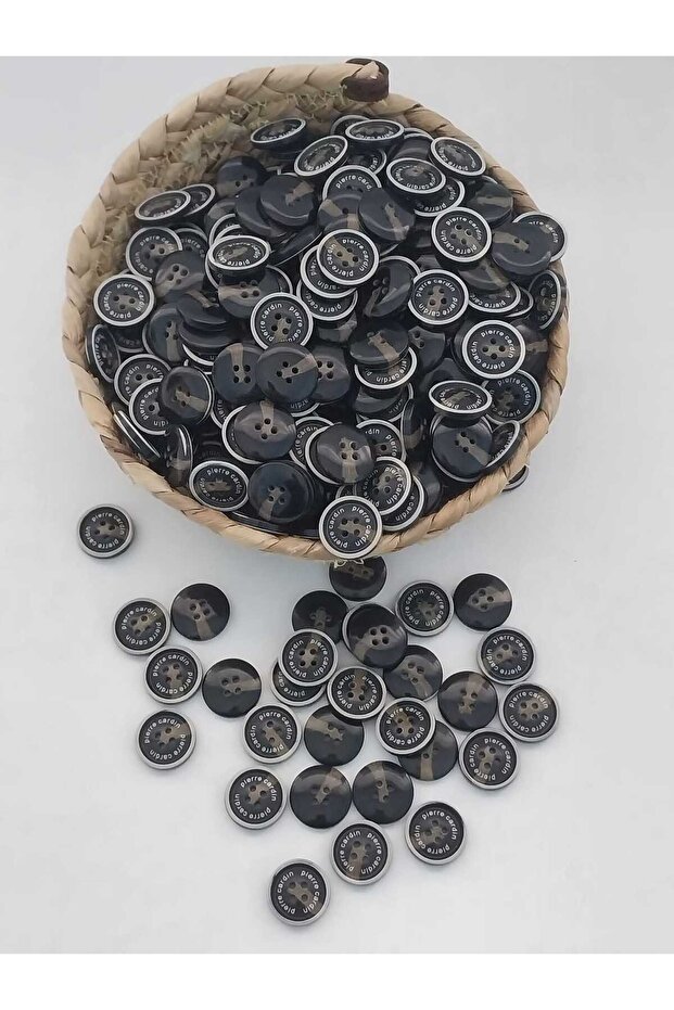 زر بوليستر منقوش بني غامق قطر 2 سم 20 قطعة. - 2