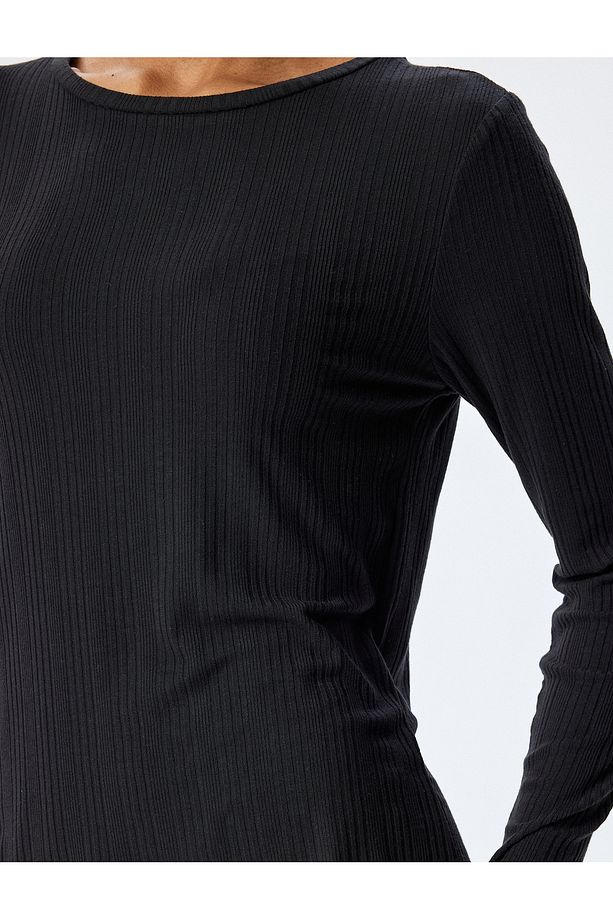 Modal Kumaş Uzun Kollu Bisiklet Yaka Pijama Üstü - 5