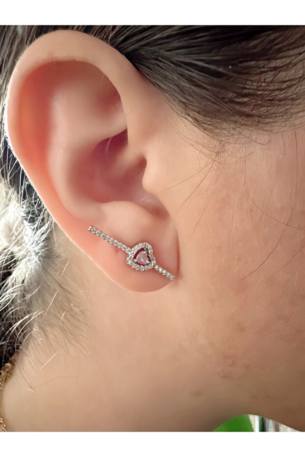 Pink Jewelled Heart Earrings