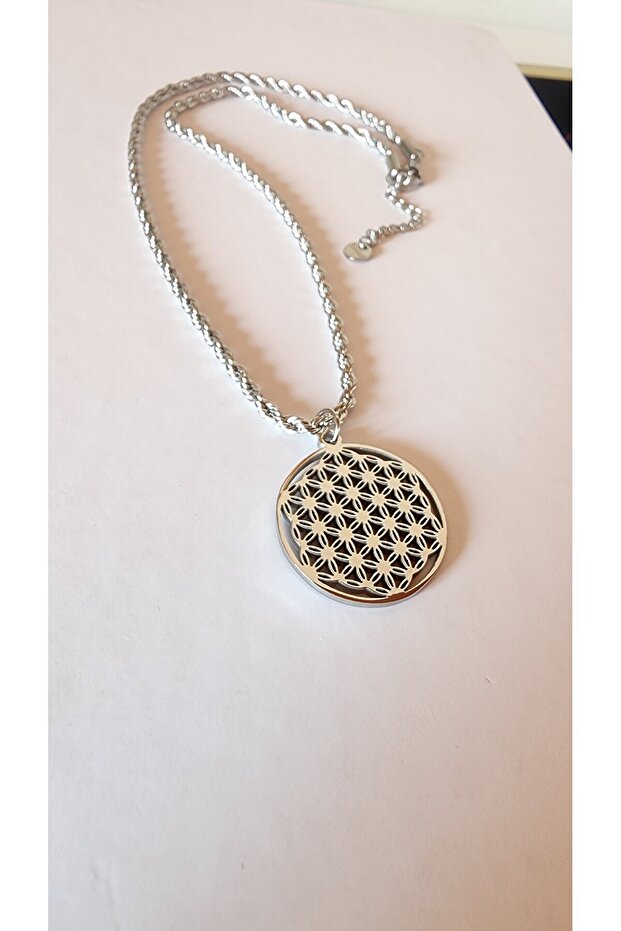 Yaşam Çiçeği Sembolü Çelik Kolye - 1