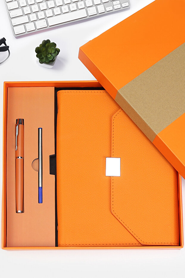 Orange Boxed Notebook Pen Set - 1