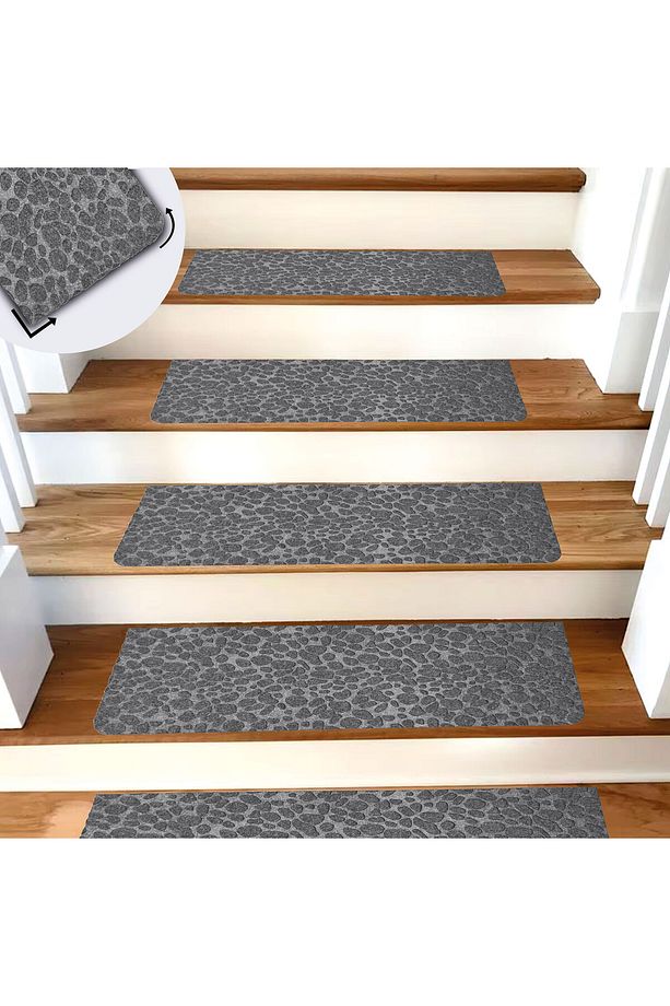 Gri Kaydırmaz Keçe Merdiven Matı 22x75 cm - 7 Adet - 1