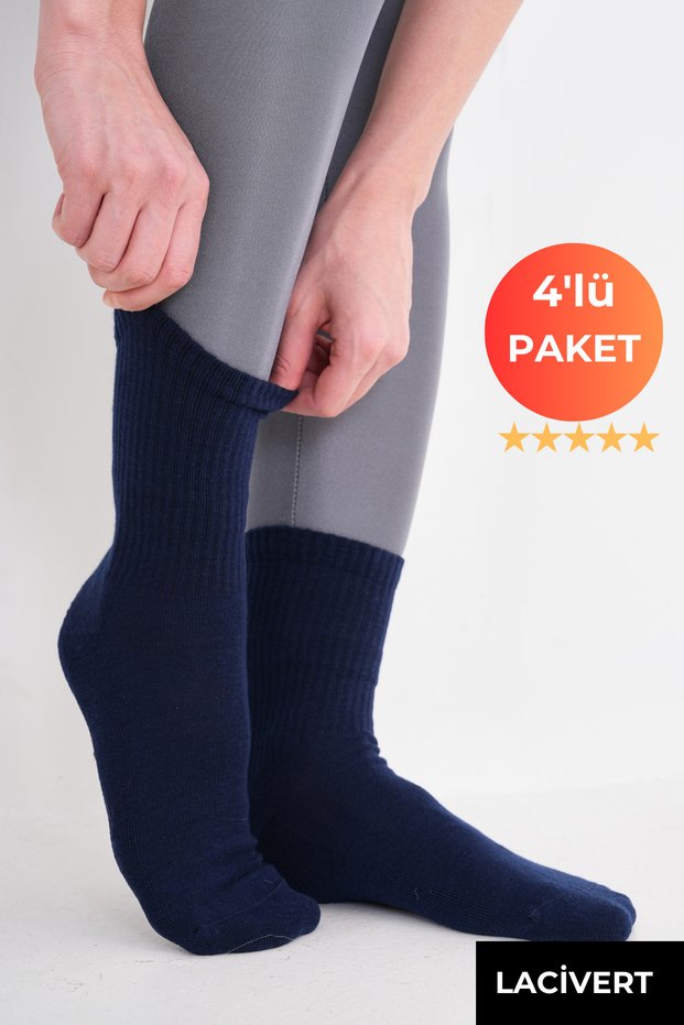 Women's Cotton Towel Sole Seamless Toe Ribbed Socket Tennis Socks Pack of 4