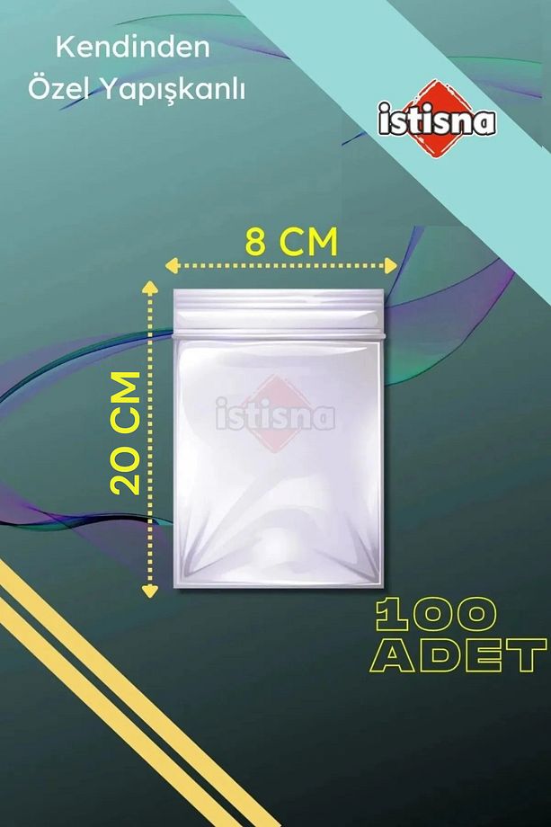 100 Adet 8x20 Cm Kendinden Yapışkanlı Açılıp Kapanabilir Dik Kolye Poşeti Opp Şeffaf Plastik Poşet - 1
