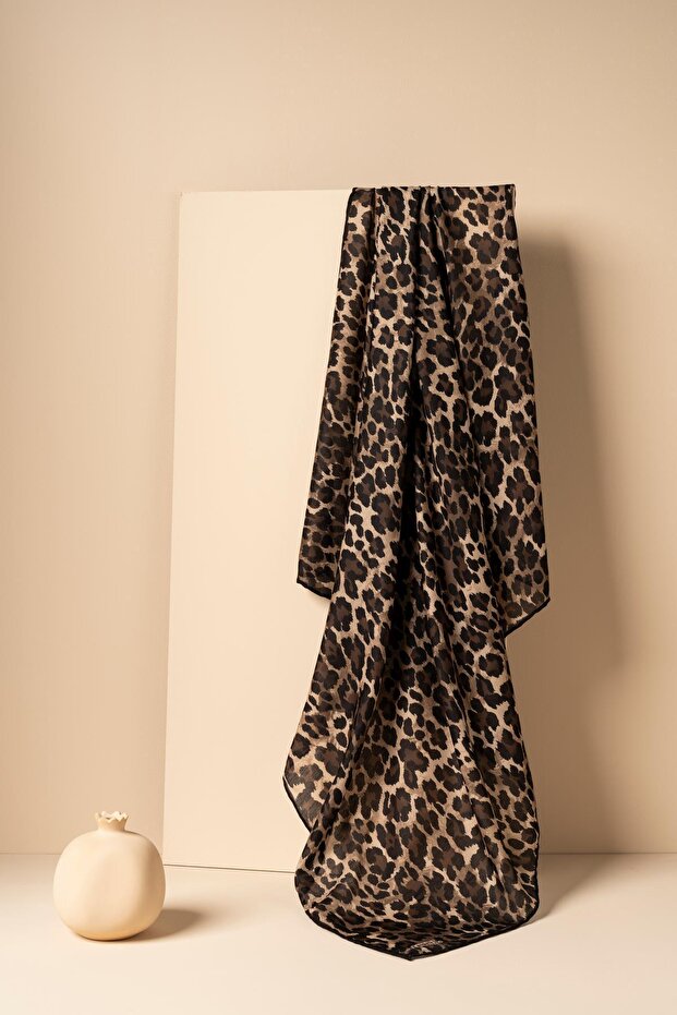 Kadın Leoparlı Soft Eşarp - 1