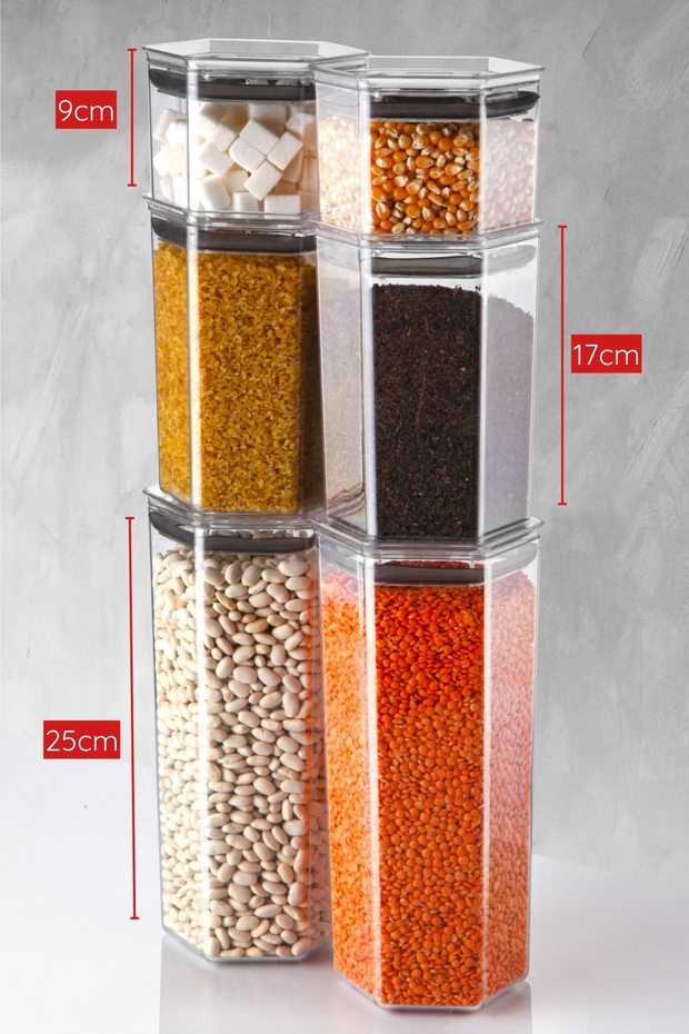Set of 12 Set of Hexagonal Food Storage Containers with Labels and Silicone Seal - 4