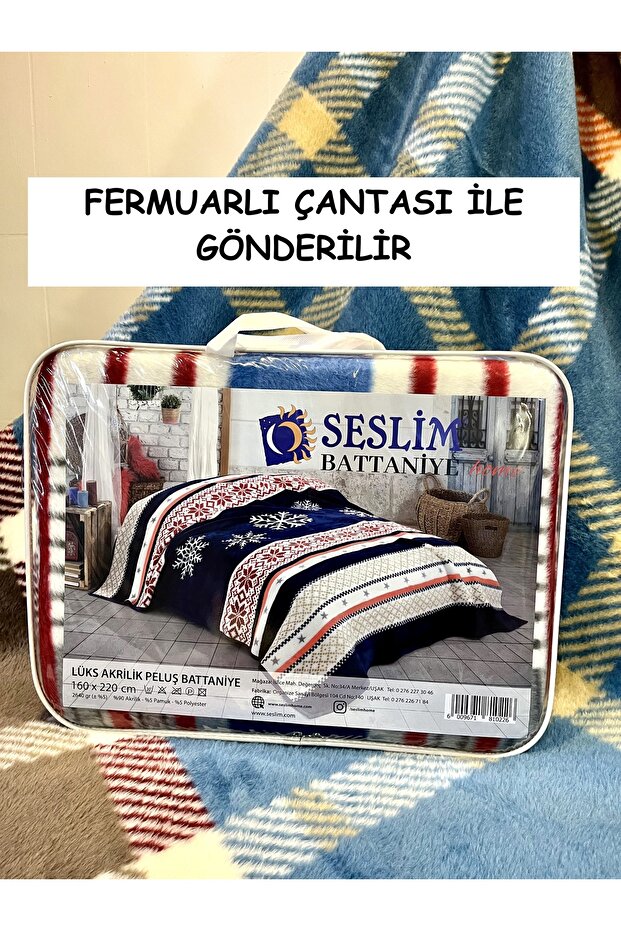 Akrilik Dokuma Tek Kişilik Peluş Isıtan Uşak Battaniyesi - 4