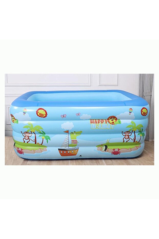 - 3 Layers Bubble Base Square Pool - Blue - 4