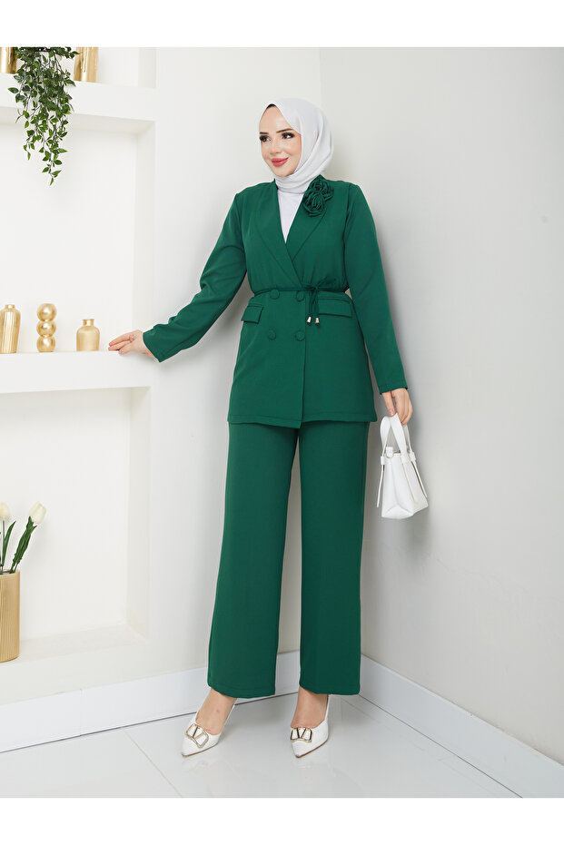 Women's Rose Detailed Blazer Jacket Set