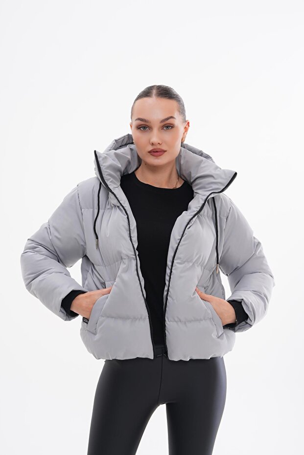 Women's Hood Detailed Padded Puffer Jacket 245323 -