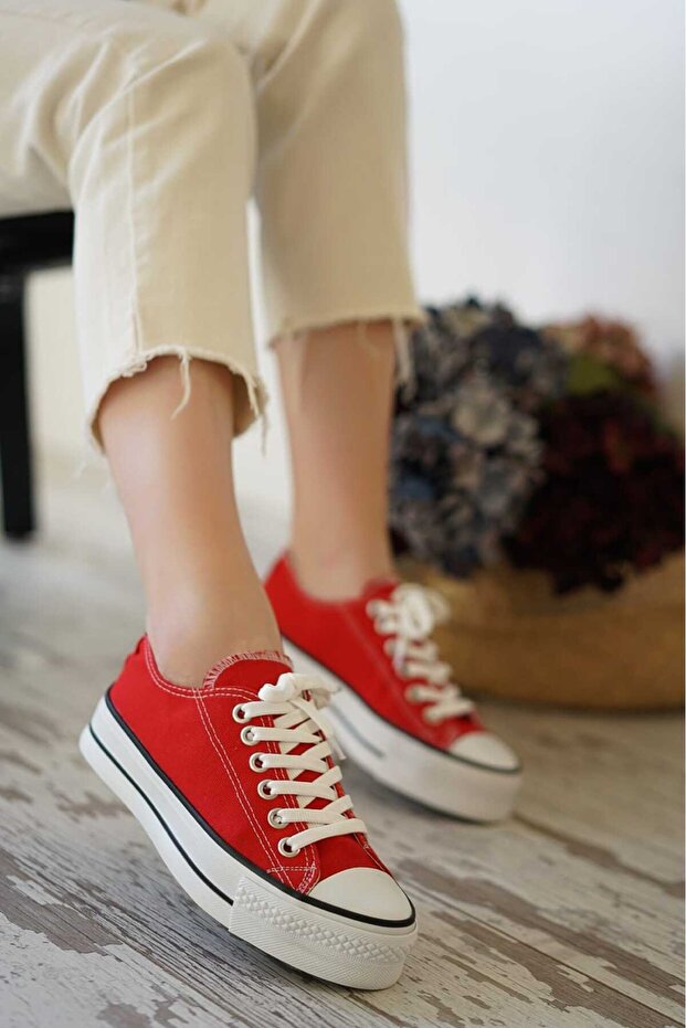 Bağcıklı Günlük Unisex Yüksek Tabanlı Spor Ayakkabı - 1