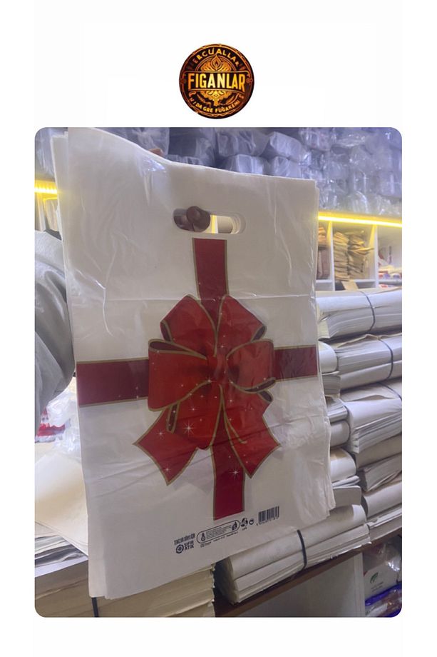 Takviyeli Baskılı Mağaza Poşeti 25 Adet (3NO) 33x45cm El Geçmeli Renkli Poşet hediye poşet - 4