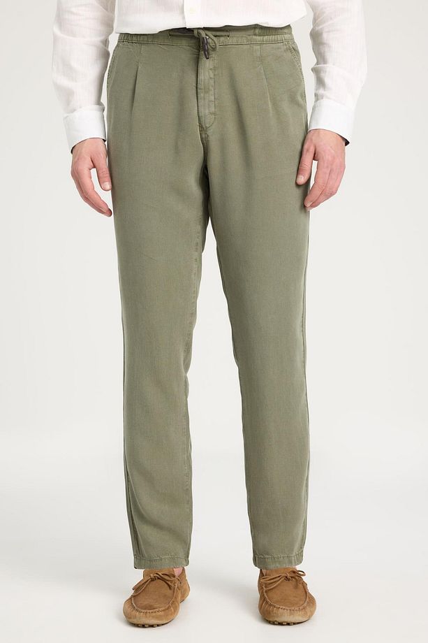 Regular Fit Normal Kesim Normal Bel Düz Paça Erkek Camel Rengi Bağcıklı Chino Pantolon - 3