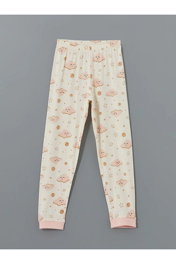 LCW Kids Ekru Bisiklet Yaka Kız Çocuk Pijama Takımı - 3