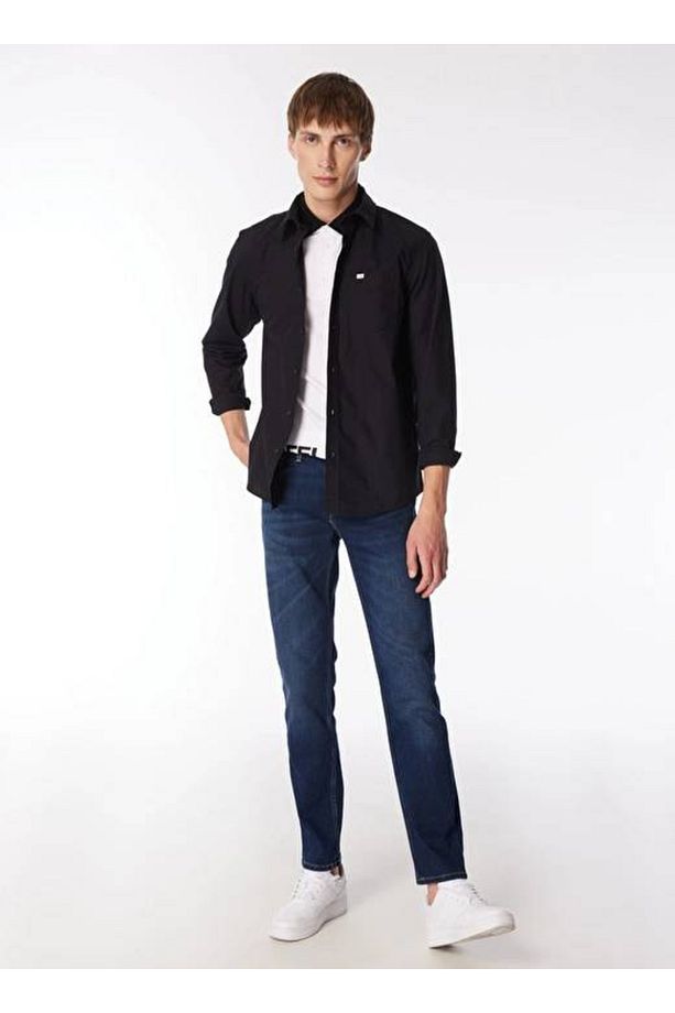 Regular Fit Normal Kesim %100 Pamuk Siyah Gömlek - 3