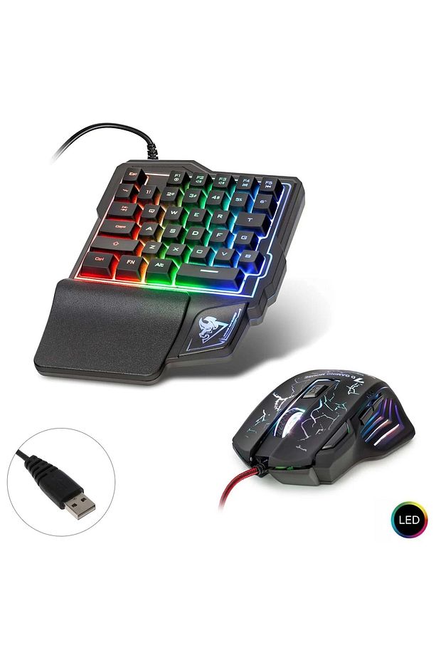 G506 Oyun Klavye & Mouse Set Ledli Kablolu Q 600/1800 Dpı (PUBG DESTEKLEMEZ) - 1