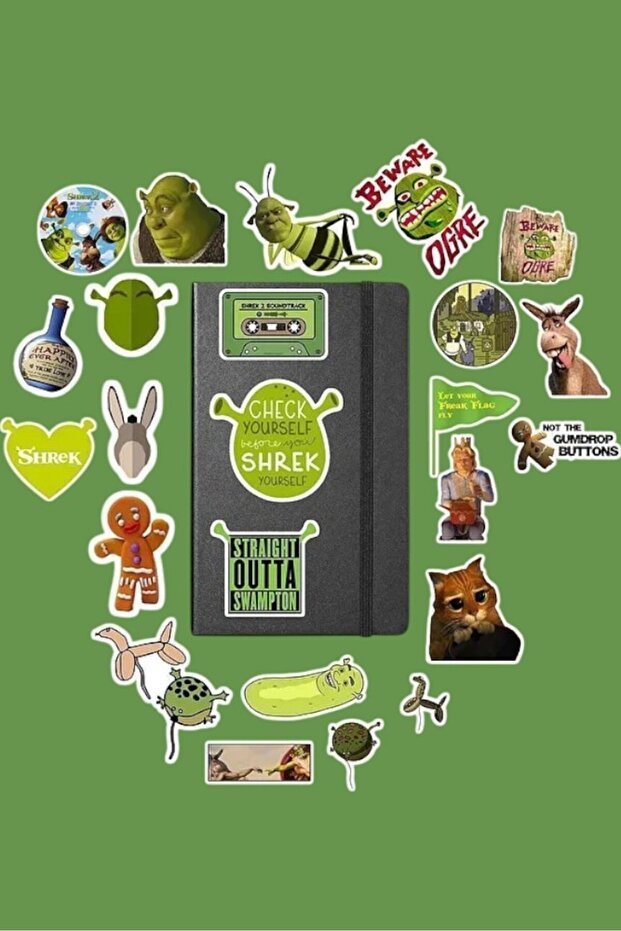 حزمة ملصقات Shrek / ملصق دفتر ملاحظات على شكل رصاصة وملصق للكمبيوتر المحمول