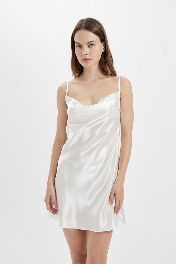 Regular Fit Degaje Yaka Bride Saten Gecelik-fall In Love A8536ax24sm - 6