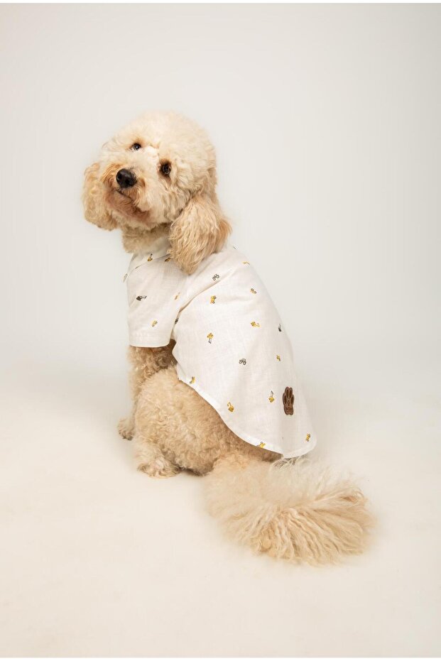 Dog and Cat Outfit Shirt with Paw Prints for Pets, Linen & 100% Cotton Dog Outfit