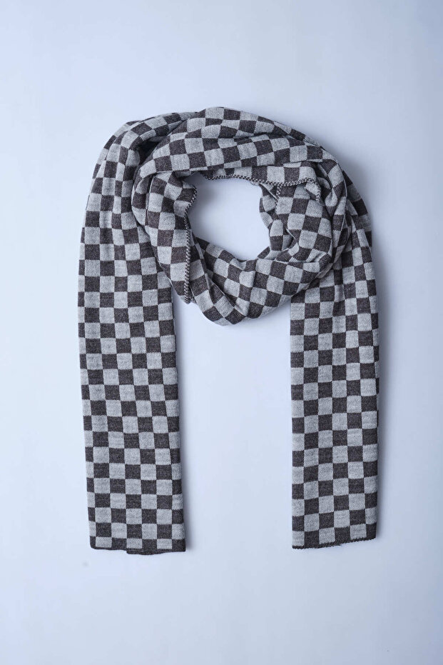 Checkered Patterned Knitwear Scarf - 3