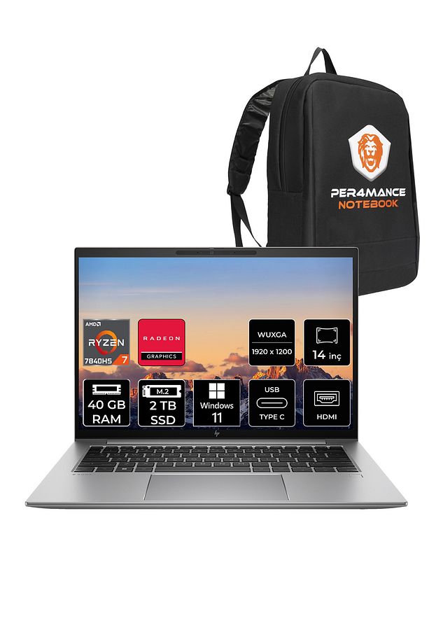 Zbook Firefly G10 R7 7840HS 40GB 2TB SSD Radeon 780M 14'' WUXGA W11H İş İstasyonu & PER4 ÇANTA - 1