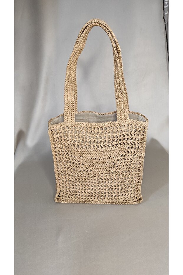 Anneler Günü Örgü Kağıt Ip Hasır Kol Çantası, Omuz Çantası - 3