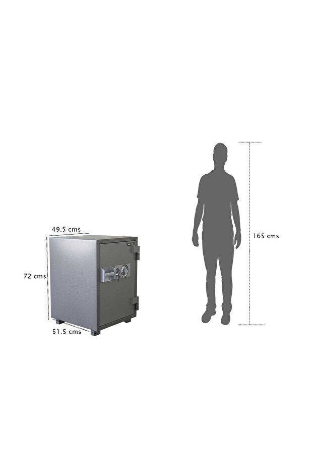 Secure 105 Fire Safe Secure Functional Organiser with Dial and Key- W49.4cm x D55cm x H71.8cm (Grey) - 8