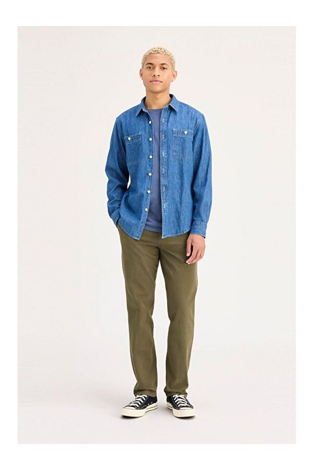 Smart 360 Flex Koyu Yeşil Ultimate Slim Fit Chino Pantolon - 1