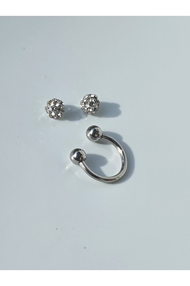 Smiley Çelik Tragus Helix Piercing 8 MM - 1