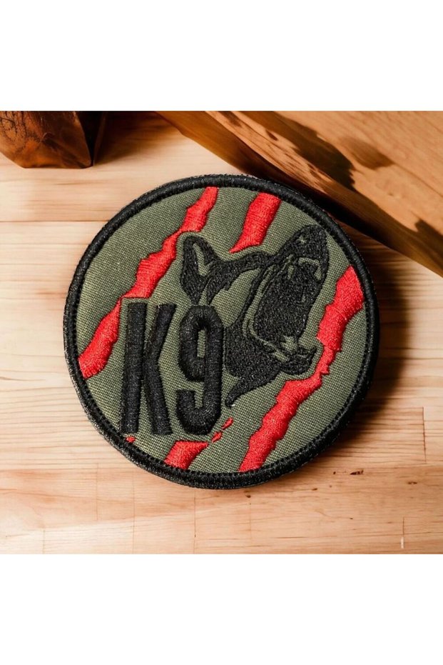 Haki Renk K9 Polis Köpeği Patch Peç Arma - 9 Cm