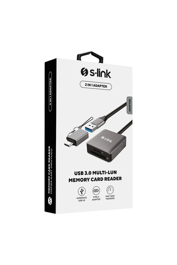 SL-CR21 Type C ve USB3.0 SD/Micro SD 110m/S Hızlı 2 in 1 Metal Kart Okuyucu - 4
