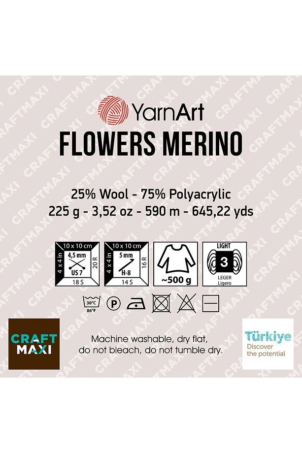 Flowers Merıno - Ebruli El Örgü Ipi Ebruli-537 - 2