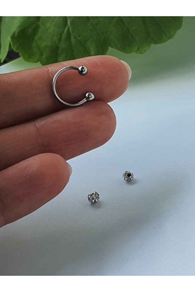 Smiley Çelik Tragus Helix Piercing 8 MM - 2