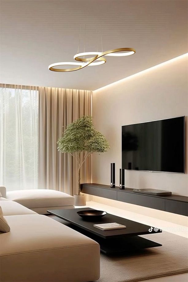 Modern Gold Yılan Üç Renk Kumandalı/Dimmerlı Beyaz/Sarı/Günışığı LED Avize - 2