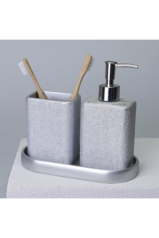Dekor Linen Banyo Setı Gümüş - 7