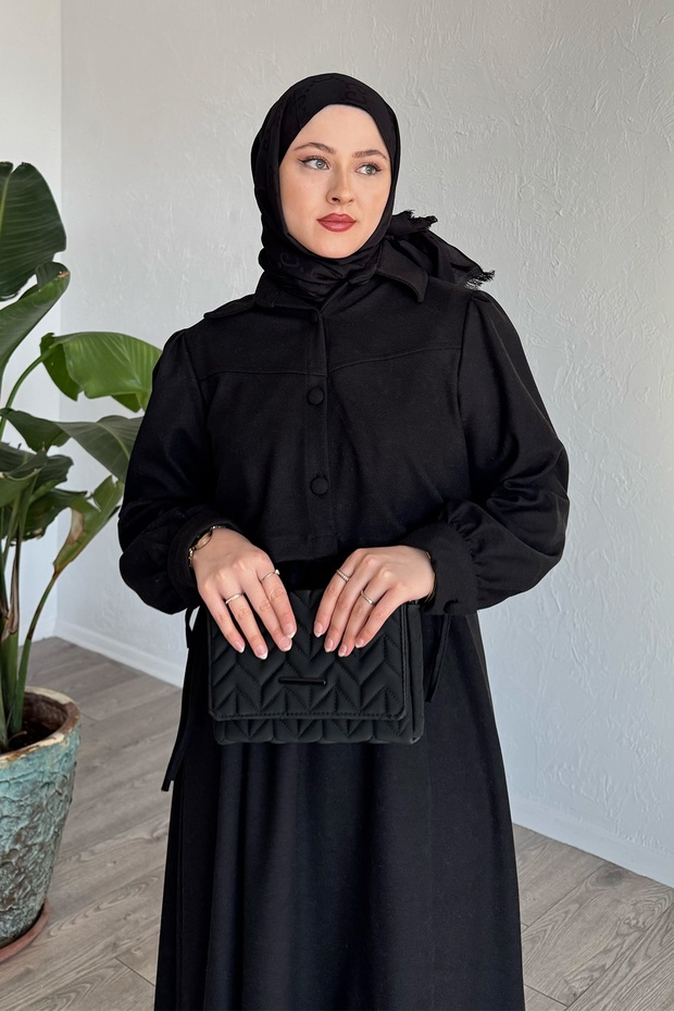 طقم سترة جيلي برباط جانبي أسود - 2