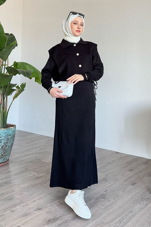 Bolerolu Elbiseli Siyah Takım - 3