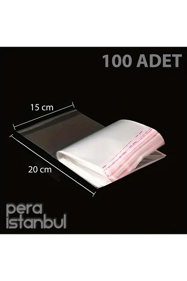 100 Adet 15x20 Kendinden Yapışkanlı Açılıp Kapanabilir Şeker Kurabiye Şeffaf Plastik Poşet Torba - 1