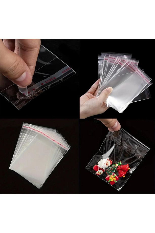 100 Adet 15x20 Kendinden Yapışkanlı Açılıp Kapanabilir Şeker Kurabiye Şeffaf Plastik Poşet Torba - 2