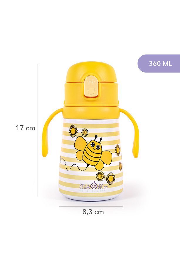 Milk&Moo Çelik Küçük Çocuk Matarası Arı Vız Vız 360 ml - 5