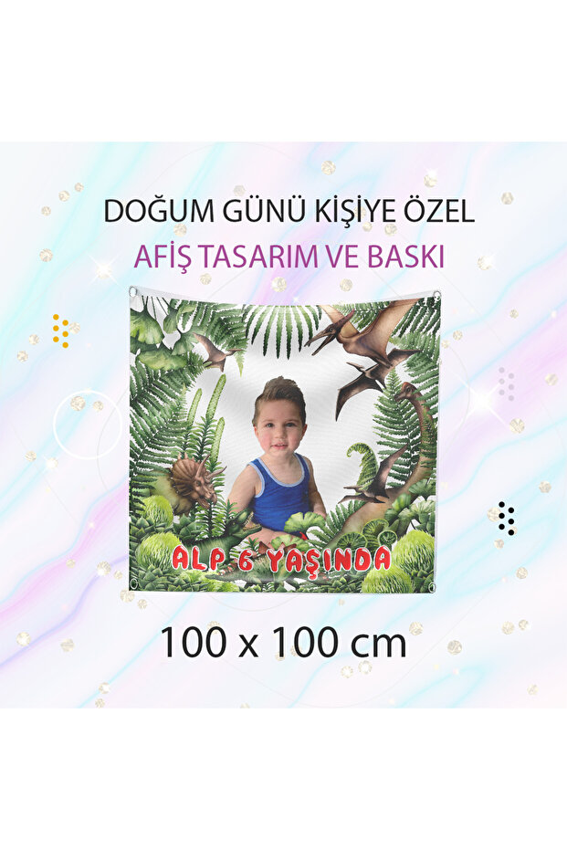 Dinosaur Themed Birthday Concept Banner 100X100 cm