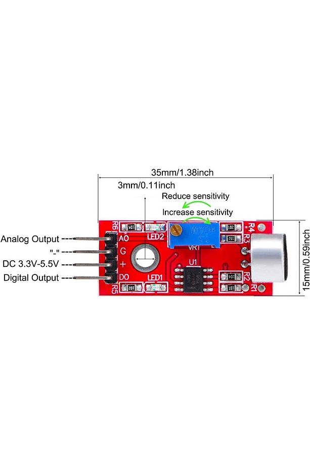 Ses Sensör Modülü Mikrofon Analog Dijital Çıkış Arduino Ses Sensörü - 5