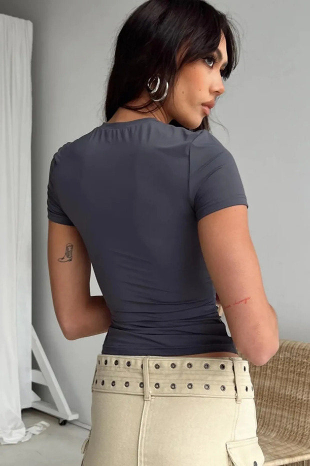 Bisiklet Yaka Basic Kısa Kollu Esnek Body - 9