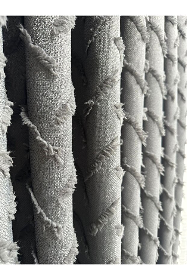 Crossed Eaves Drapery Cotton Linen Gray Drapery Curtain 1/2.5 Medium Dense Pleat Single Wing