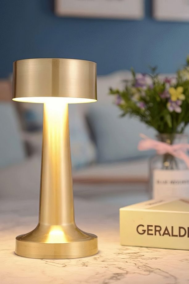 Gold Şarjlı Dokunmatik Masa ve Gece Lambası- Dimmerli ve Enerji Tasarruflu LED Işık Aydınlatma - 7